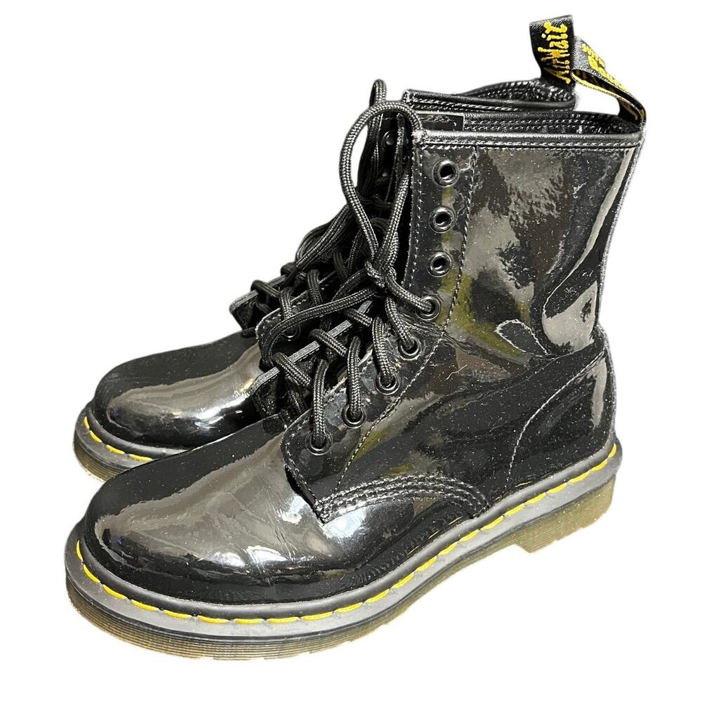 Dr. Martens Women's 1460 Patent Boots‎ Size 7 Combat Grunge Black